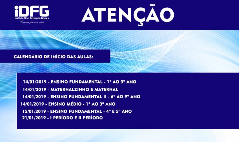 Calendário de Início das Aulas
